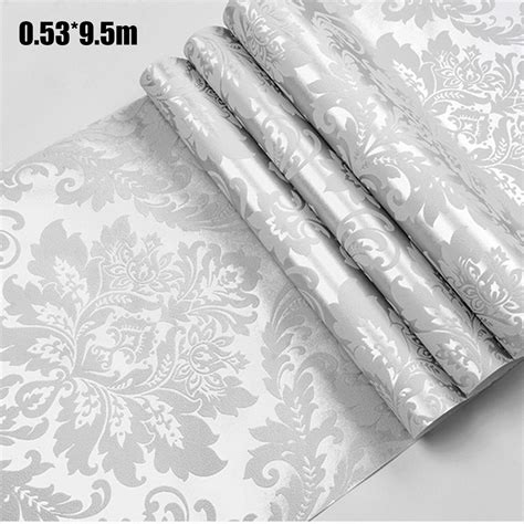 Luxury 10m Embossed Damask Non Woven Wallpaper Roll European Style