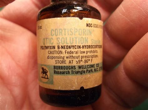 Vtg Antique Medicine Bottle Cortisporin Otic Solution Burroughs