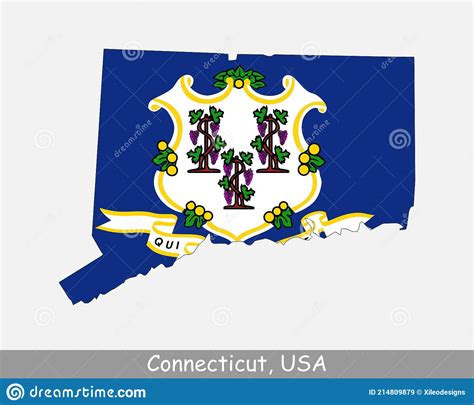 Connecticut Map Flag Map Of Ct Usa With The State Flag Isolated On
