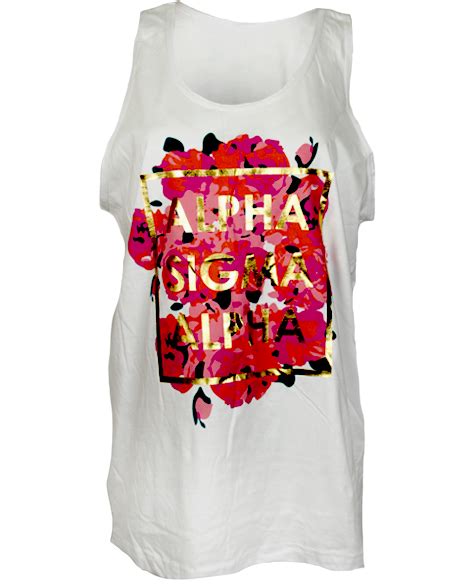 Alpha Sigma Alpha Gold And Roses Tank Top By Adam Block Design Alpha