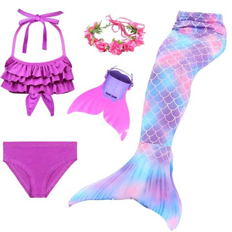 New 2019 Kids Swimmable Mermaid Tail For Girls Swimming Bating Suit