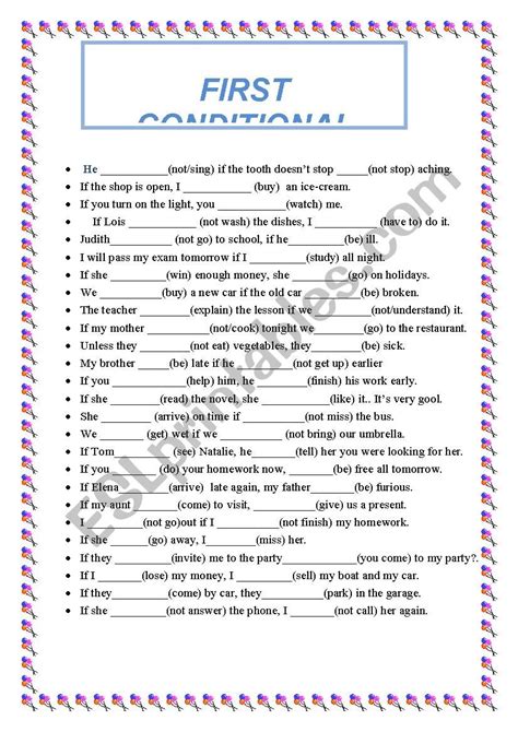 First Conditiional Esl Worksheet By Neusrosa
