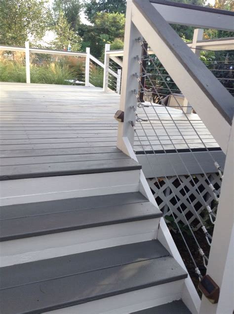 Power washing saved my decks life deck stain colors. Deck makeover with Sherwin Williams Flagstone in solid stain & cables were added by my husband ...