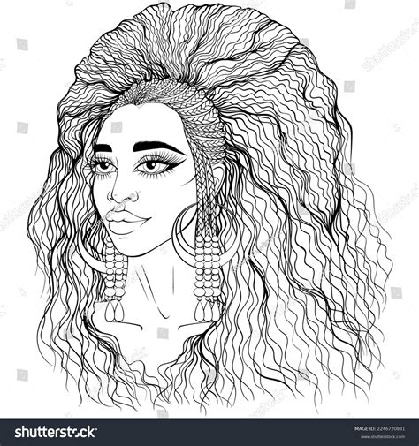 Portrait African American Girl Long Hair Stock Vector Royalty Free