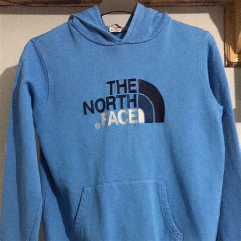 Blue North Face Hoodie 🦋 Large Spell Out On Front 🦋 Depop