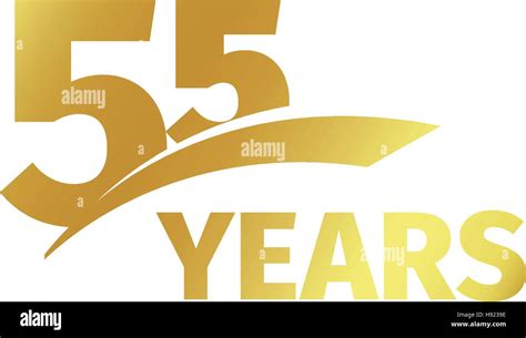 Isolated Abstract Golden 55th Anniversary Logo On White Background 55