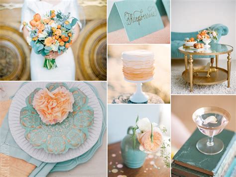 Peach And Teal Burnetts Boards Daily Wedding Inspiration