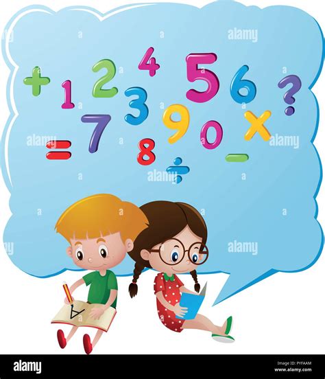 Dos Niños Contar Números Ilustración Imagen Vector De Stock Alamy