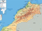 Large detailed physical map of Morocco with roads, cities and airports ...