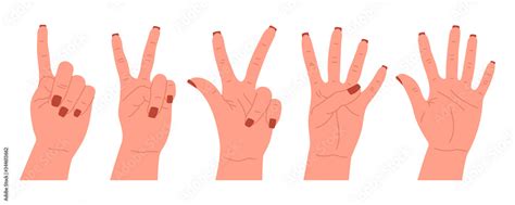 Set Of Hand Gestures Characters Various Hand Icons With Fingers Counting Bending Your Fingers