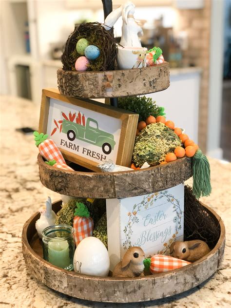 Easter Easter Tray Decor Tiered Tray Ideas Decorating Tiered Trays