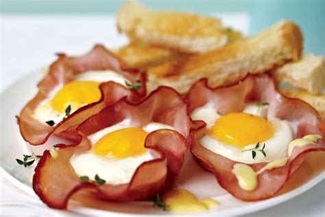 Recipe Baked Eggs In Ham Cups With Easy Hollandaise Sauce Style At