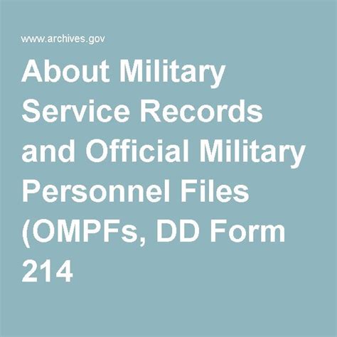 About Military Service Records And Official Military Personnel Files