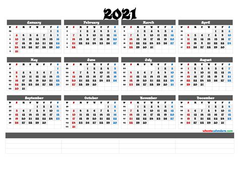 2021 Calendar With Week Number Printable Free 2021 Yearly Business
