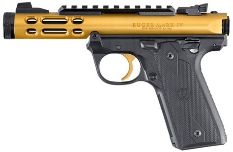 Ruger Mark Iv Lite Pistol Lr Threaded Black Gold Semi Auto Pistols At