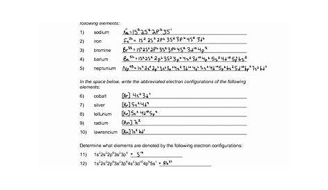 electron configuration gizmo worksheet answers