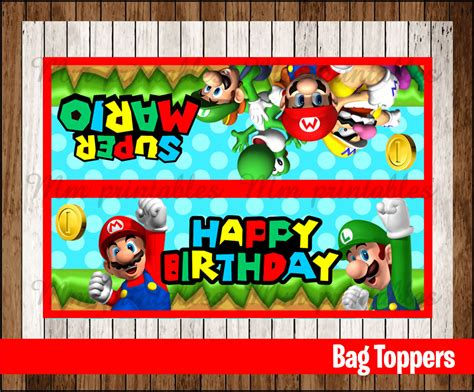 80 Off Sale Mario Bros Party Toppers Instant Download Printable