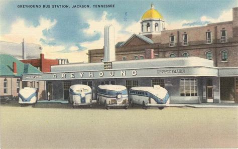Greyhound Bus Station Jackson Tennessee Linen Postcard Front