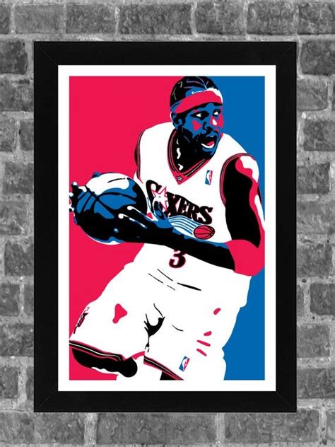 Philadelphia 76ers Allen Iverson Portrait Sports Print Art 11x17 Etsy