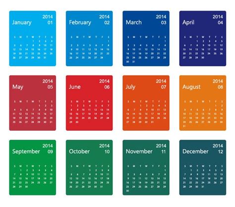 Colorful Design 2014 Calendar Vector Free Vector Graphics All Free
