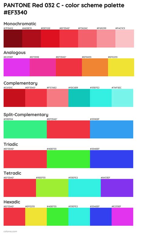 Pantone Red 032 C Color Palettes And Color Scheme Combinations