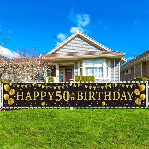 Buy Trgowaul 50th Birthday Yard Signs Happy 50th Birthday Banner Gold