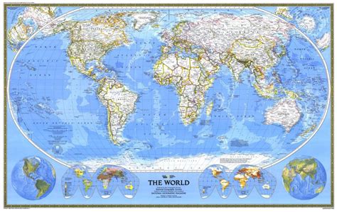 1988 World Map By National Geographic Maps