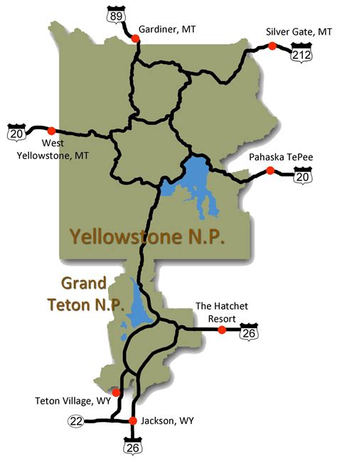 Grand Teton National Park Lodging Map Cities And Towns Map