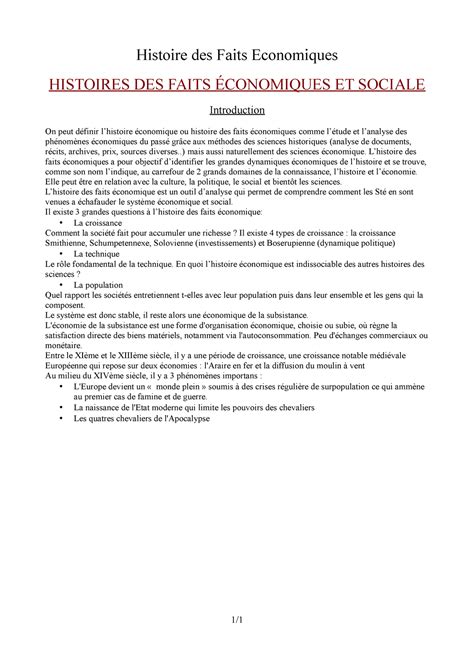 Intro Hfe Histoire Des Faits Economiques Histoires Des Faits