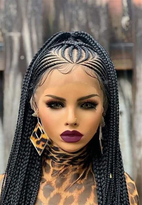 Braided Wig Full Lace Wig Braided Lace Front Wig Cornrow Wig Etsy En 2023 Salon De Coiffure