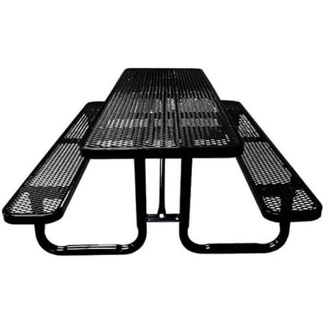 Phi villa metal outdoor patio dining set, table and 4 chairs set of 5. 8 FT EXPANDED METAL PICNIC TABLE, PORTABLE