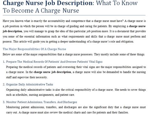 Charge Nurse Job Description What To Know To Become A Charge Nurse