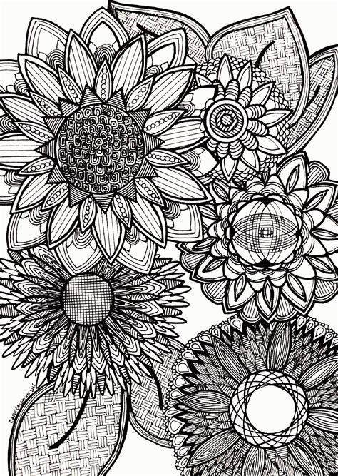 Flower Abstract Coloring Pages For Adults