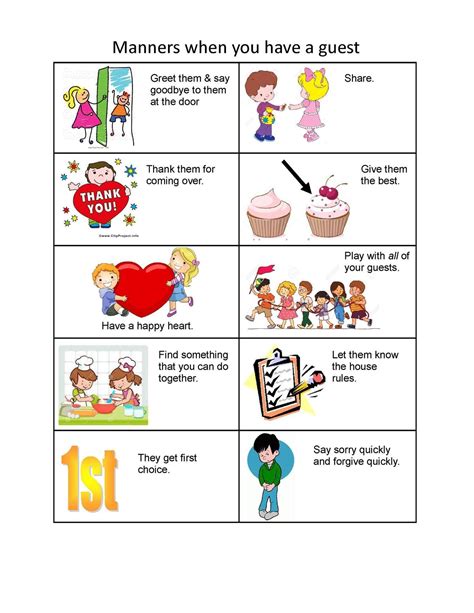 Manners Worksheet Kindergarten