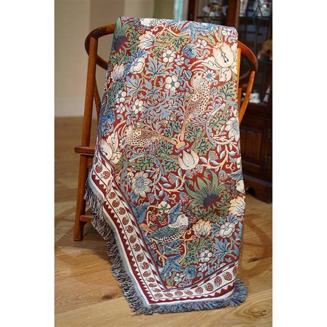 William Morris Strawberry Thief Red Throw Signare Tapestry