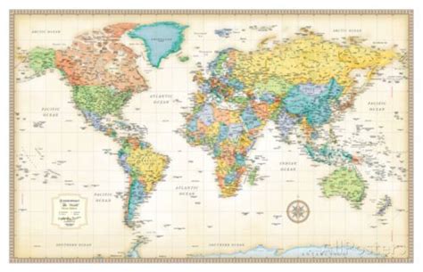 Rand Mcnally Laminated Classic World Map Laminated Poster Print 50x32