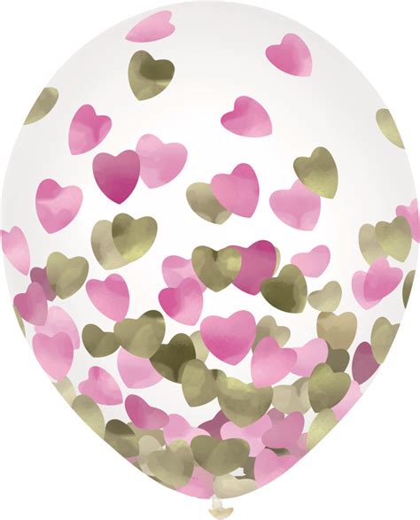 Round Transparent Confetti Latex Balloons Pinkgold Heart 12 In 6