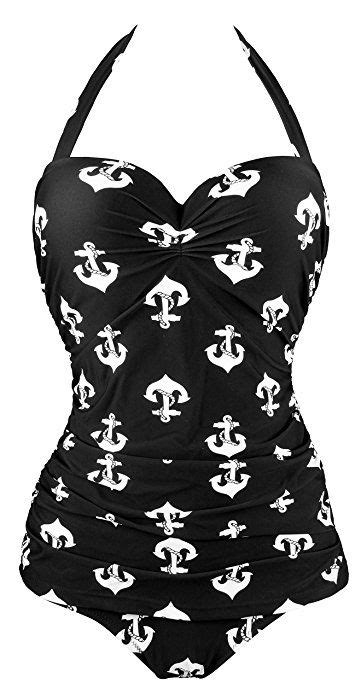 Angerella Vintage Halter Swimsuit Monokini One Piece Swimwear Bathing