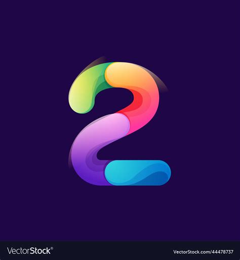 Number Two Logo Made Of Overlapping Colorful Vector Image