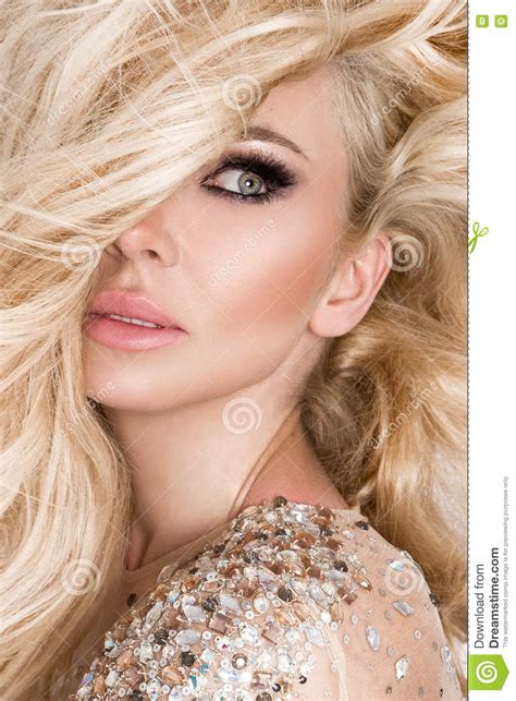Portrait Of The Beautiful Blonde With Amazing Eyes Dense