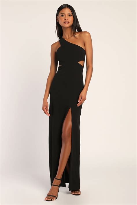 Black Formal Dress One Shoulder Dress Cutout Maxi Dress Lulus