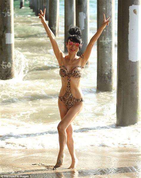 Peace Out Bai Ling Posed In A Leopard Print Bathing Suit On The Beach In Santa Monica On Monday