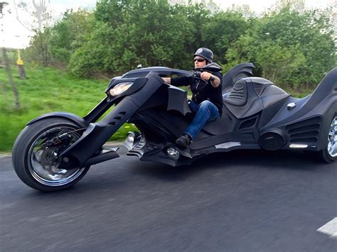 A Custom Trike Motorcycle Resembling Batmans Vehicle From