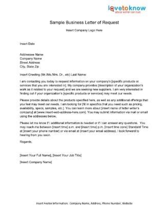 business letter  request letters  sample