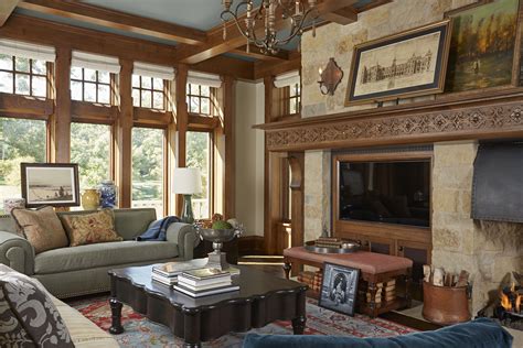 Tudor Ceiling Beams And Edwardian Carved Fireplace Mantel Minnesota