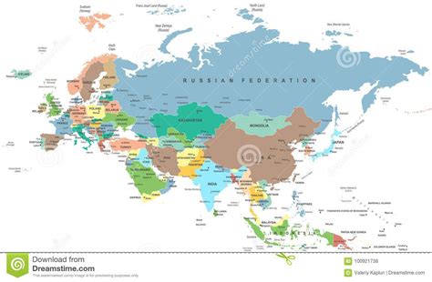 Demnach sind alle bundesländer und viele weitere details verzeichnet, die diese karte zu einer praktischen wanddekoration machen, ob. Karte Eurasien-Europa-Russlands China Indien Indonesien ...