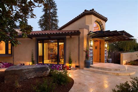 Entry To Modern Hacienda Home With Jerusalem Gold Patio And Walkways