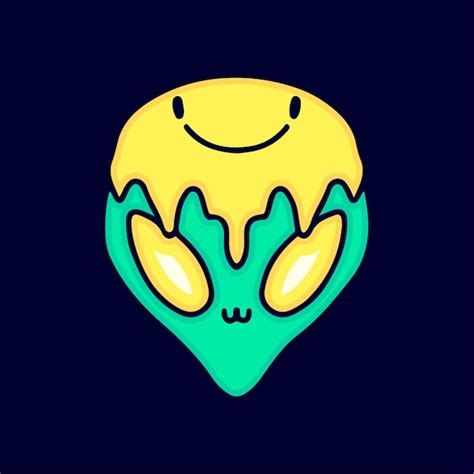 Premium Vector Alien Head With Melted Emoji Face Cartoon