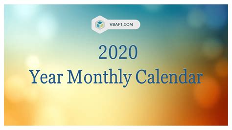 2020 Year Monthly Calendar Free Download Vbaf1
