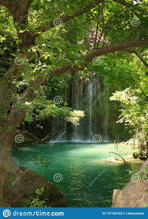 Beautiful Nature The Water Color Is Emerald The Waterfall Is
